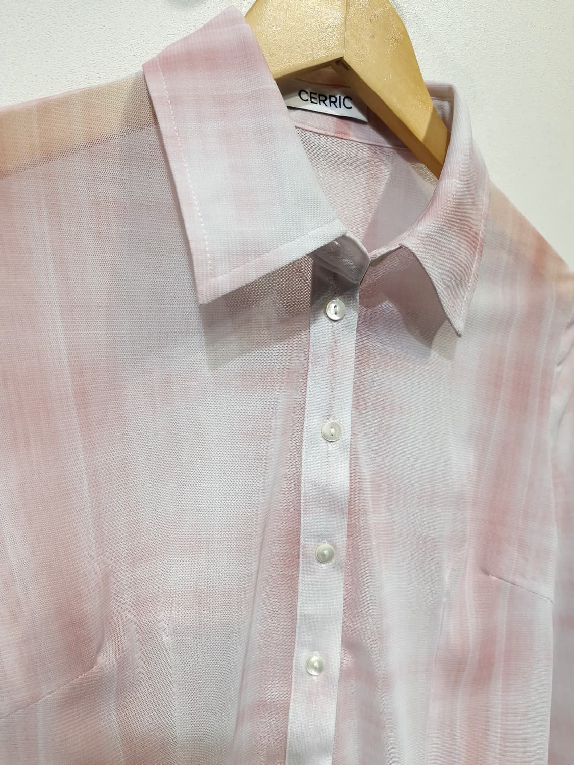 CERRIC 세릭 25S/S 씨쓰루 체크 셔츠 핑크 상품이미지5