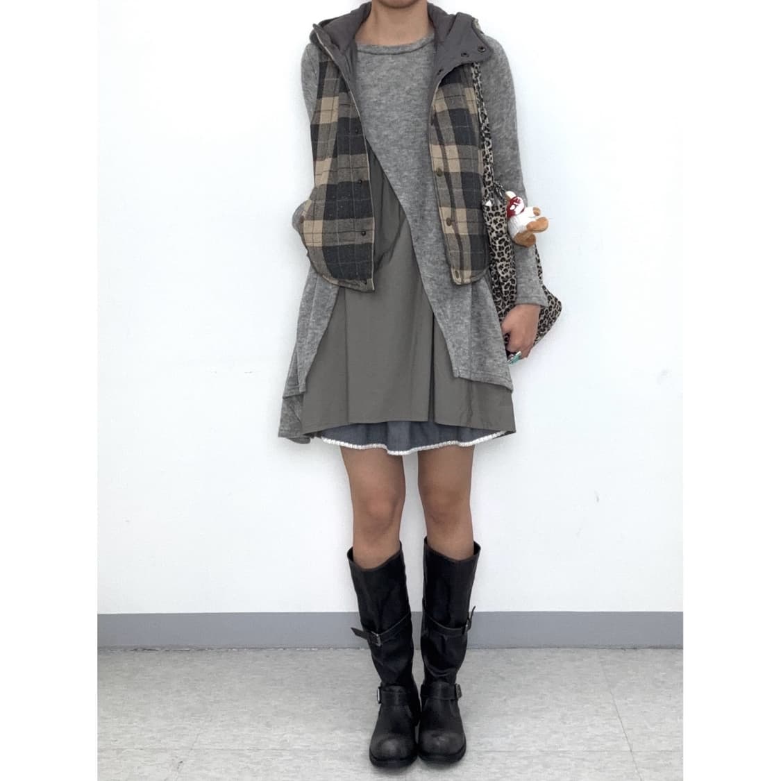 빈티지 체크 후드 베스트 상품이미지5