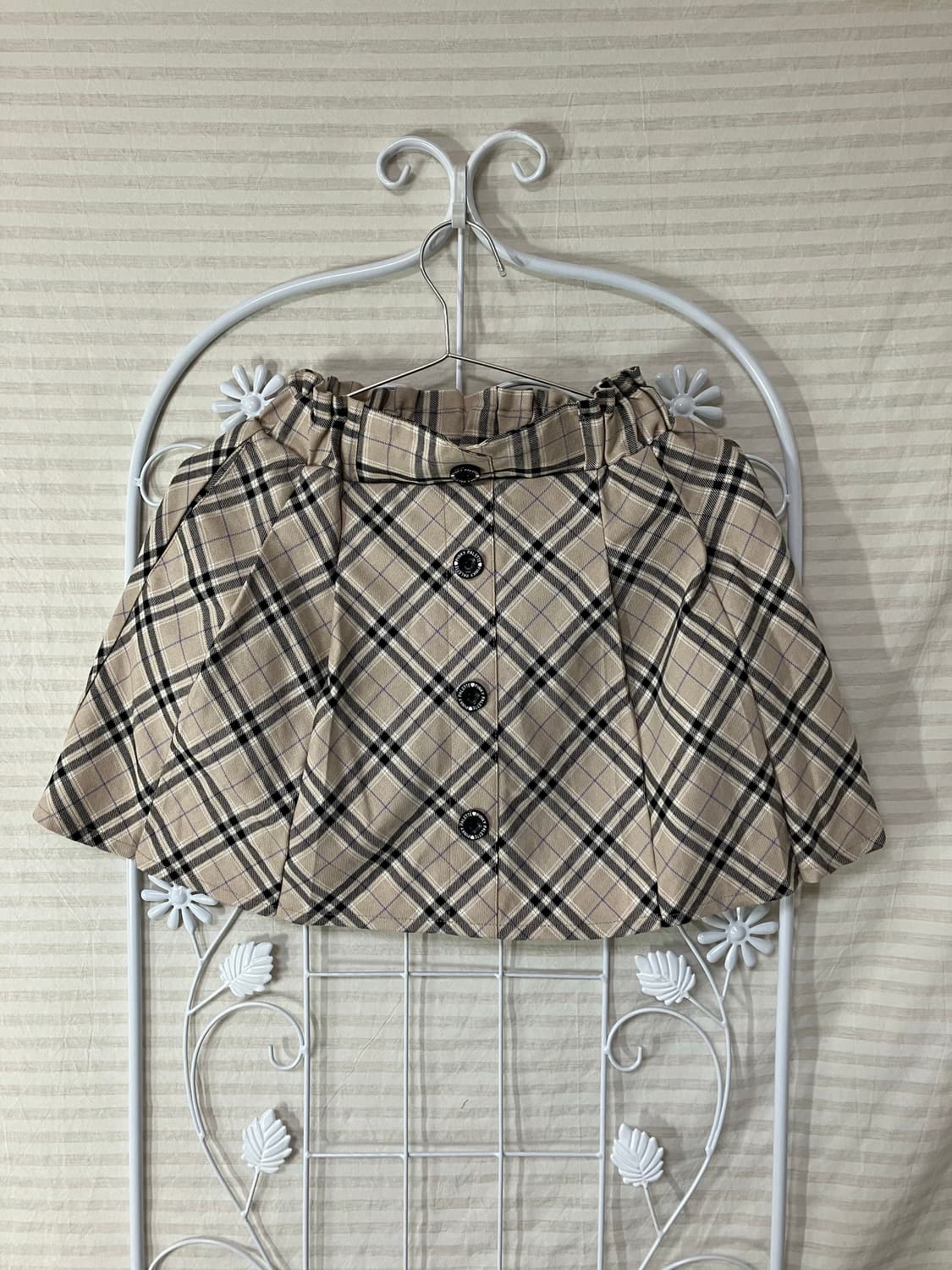 아이보리 채크 스커트 609 상품이미지1