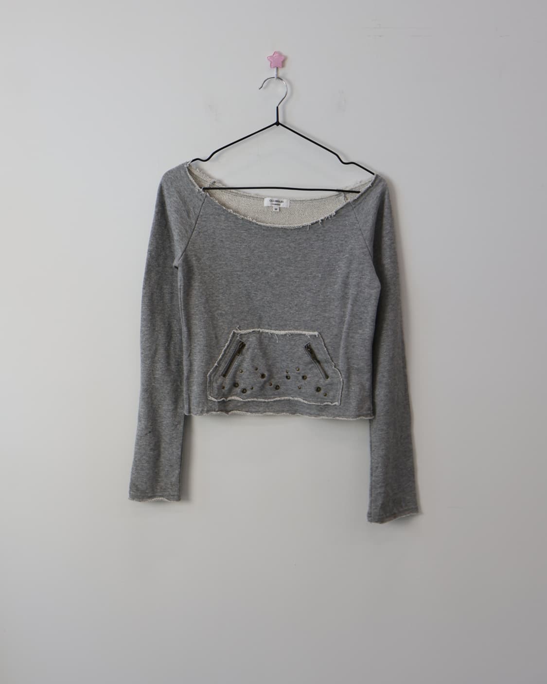 OZOC Studded Zipper Off-Shoulder Top 상품이미지2