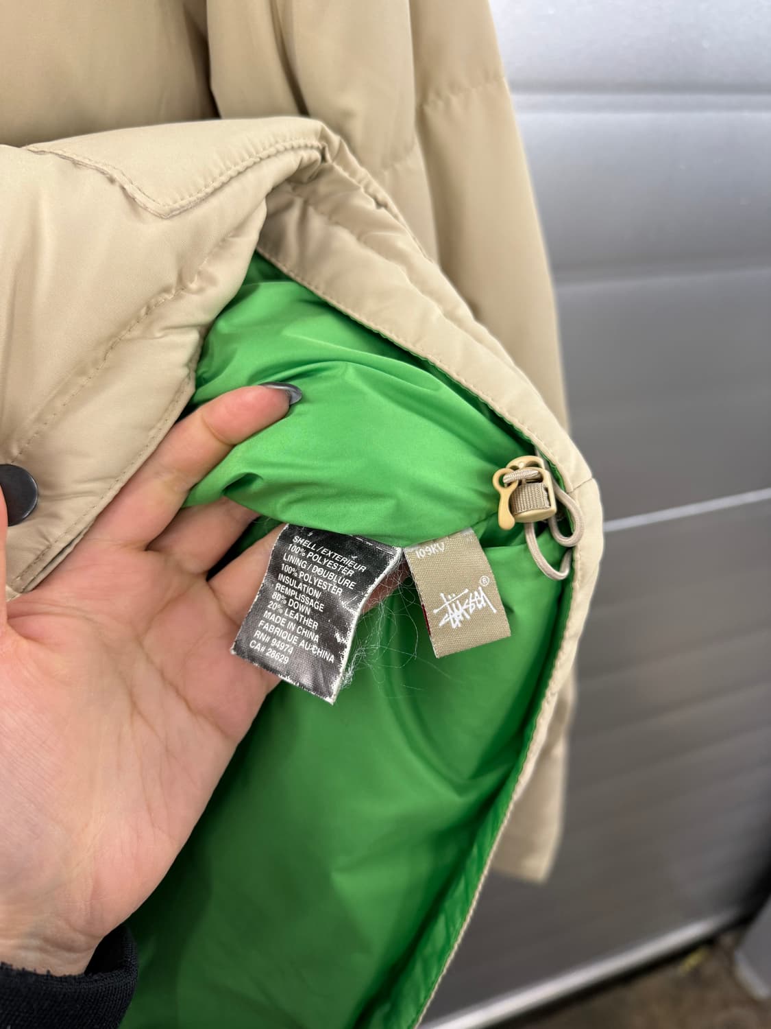 Stussy 스투시 패디드 다운 점퍼 패딩 베이지 그린 S 상품이미지4