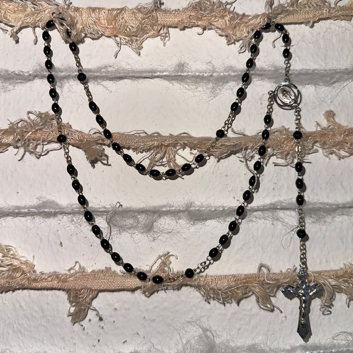 핀터레스트 무드 00s Y2K 블랙 캐톨릭 묵주 목걸이 상품이미지1