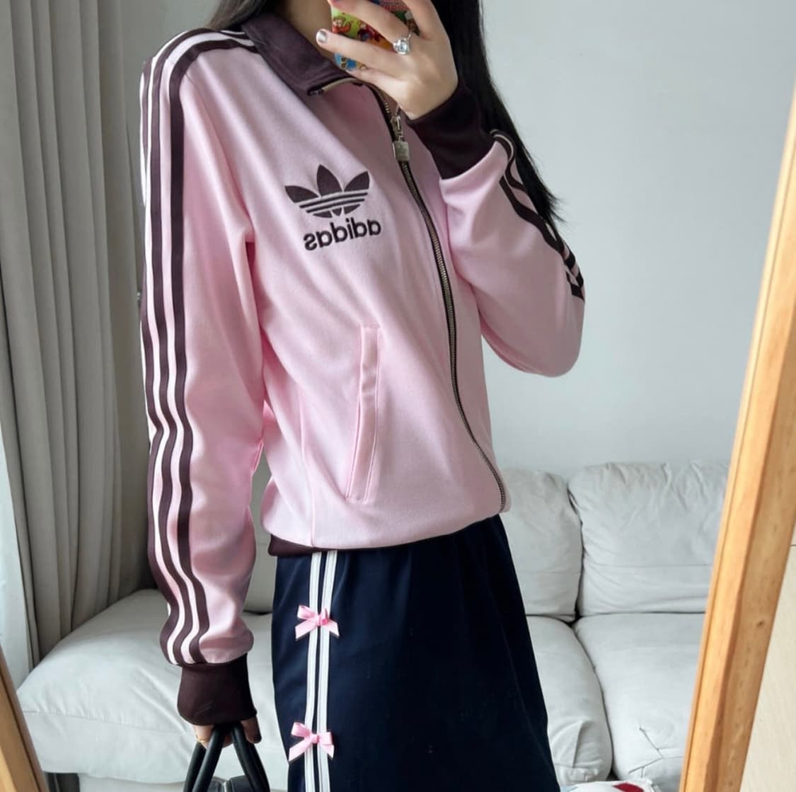 아디다스 베켄바우어 핑크 삼선 트랙탑 황금 사이즈 m 상품이미지2