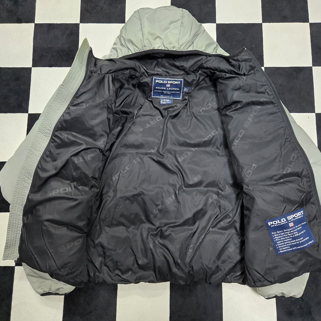 L 폴로스포츠 90s 푸퍼 후드 오리털 다운 자켓 메탈릭그레이 상품이미지4