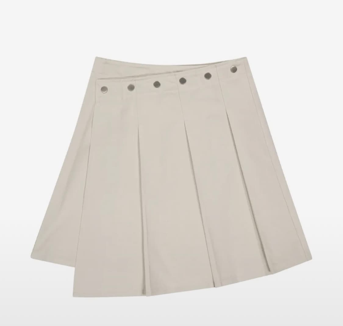 포르테나 SNAP WRAP SOLID PLEATS SKIRT-BEIGE 상품이미지1