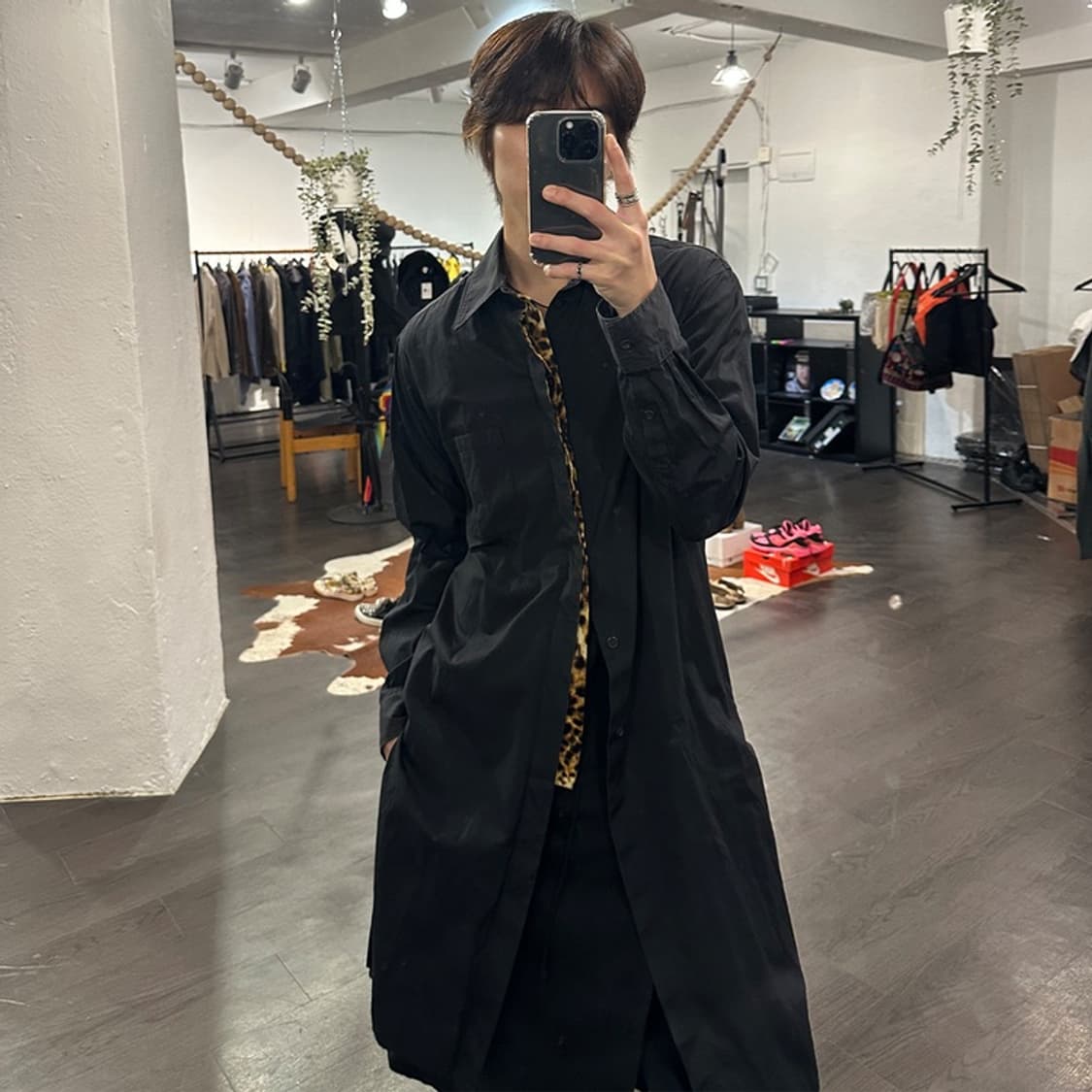 요지야마모토 레오파드 패널 롱셔츠 상품이미지4