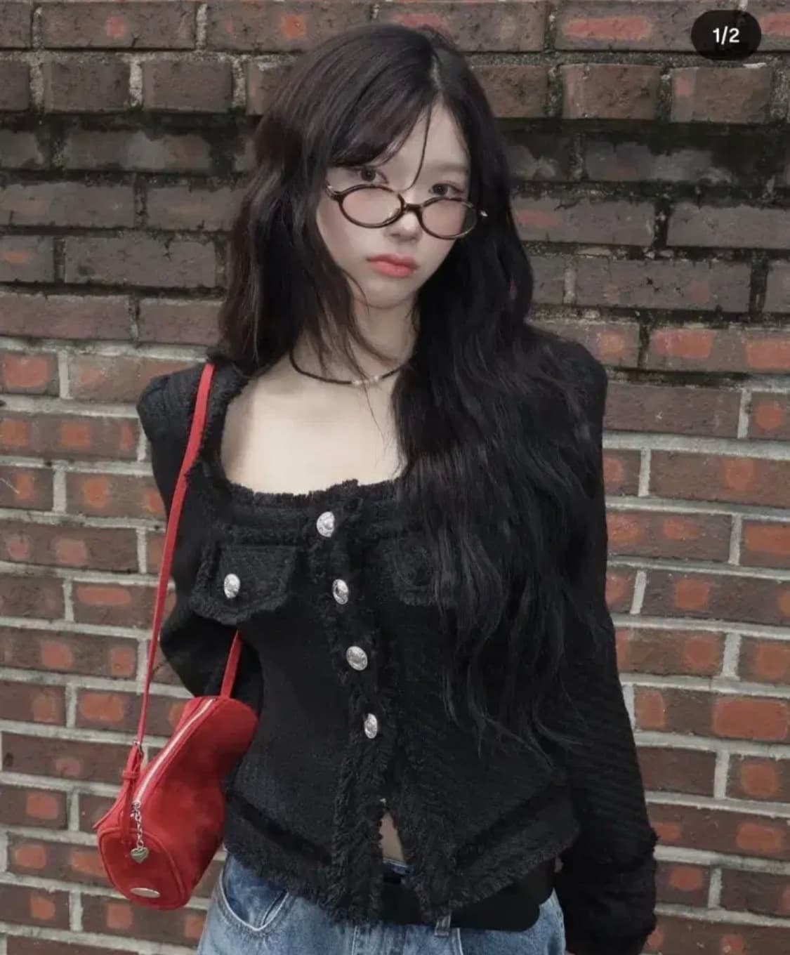 택달린 새상품) 모디무드 라인 트위드 코트 자켓 블랙 사이즈 2 상품이미지1