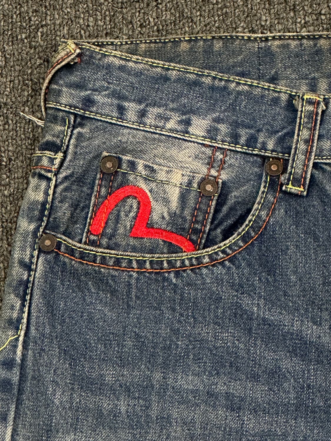 OS)에비수 빈티지 드래곤 자수 데님팬츠 상품이미지7