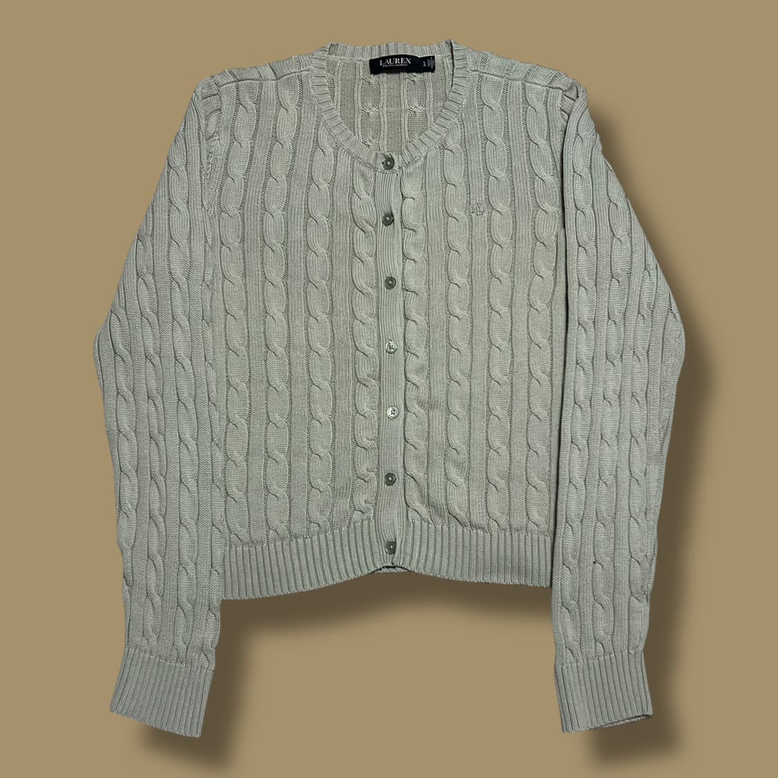 Lauren Ralph Lauren 여성용 라운드넥 케이블 가디건 상품이미지1
