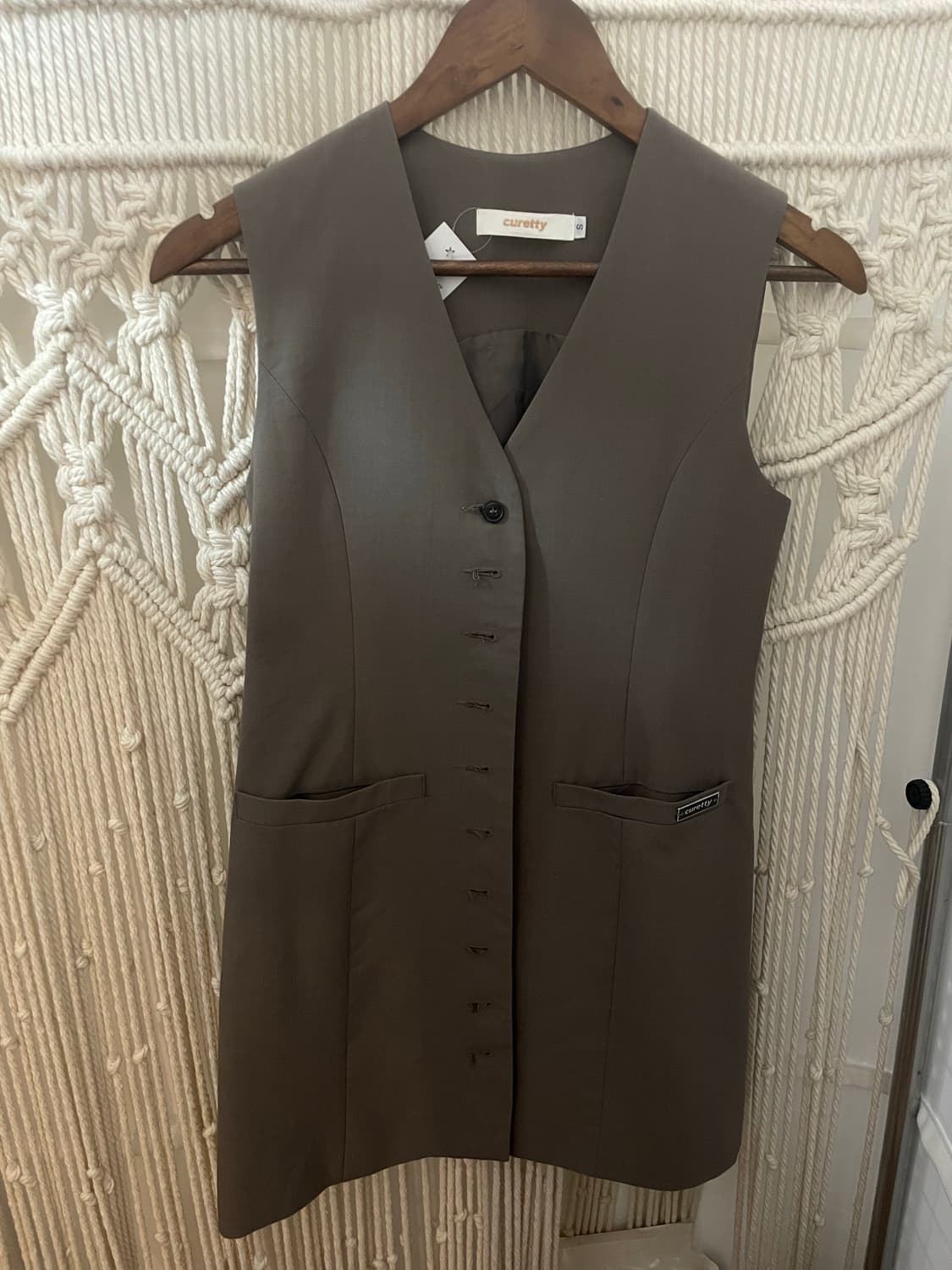 그레이 브이넥 버튼 포켓 베스트 상품이미지1