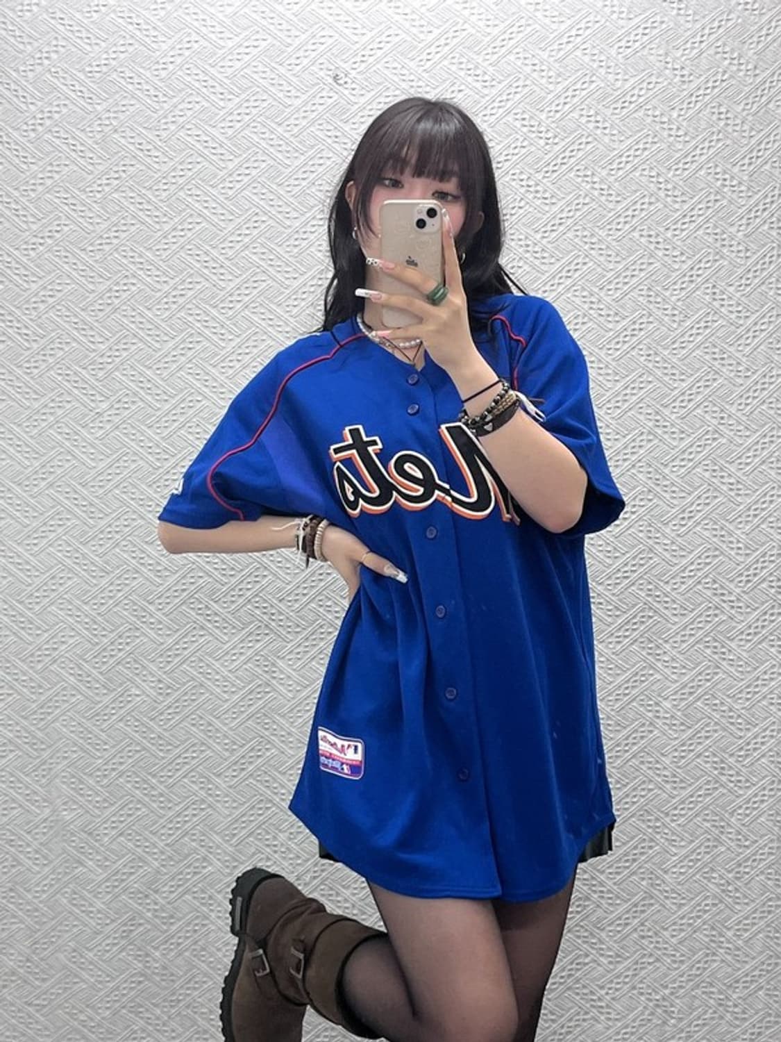 마제스틱 올드스쿨 레트로 뉴욕메츠 져지 반팔티 L C11384 상품이미지1