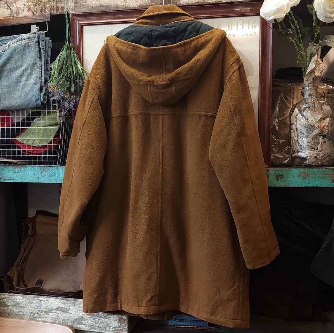 90s 프렌치 울 빈티지 더플 코트 브라운 XL 상품이미지2