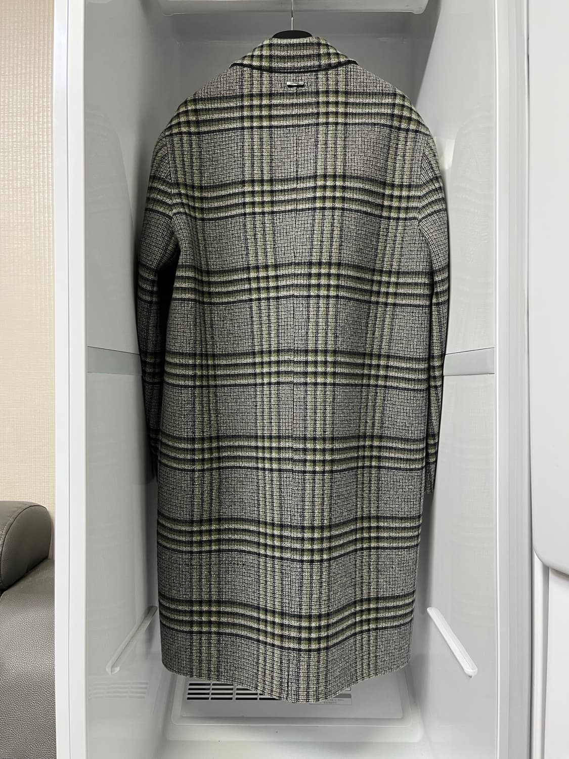 솔리드옴므 체크 세미오버핏 핸드메이드 코트 46사이즈 상품이미지2