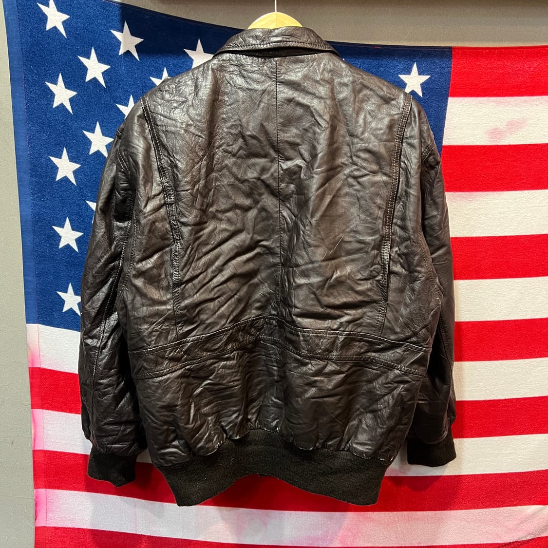 일본 빈티지 브라운 레더 봄버자켓 상품이미지2