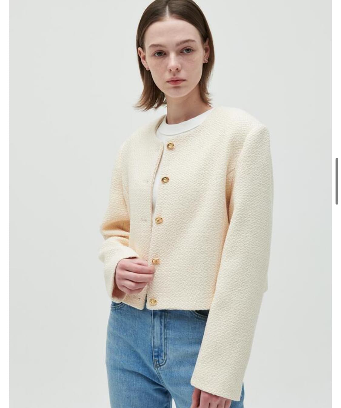 아르카익 spring tweed jacket 크림 M 상품이미지3