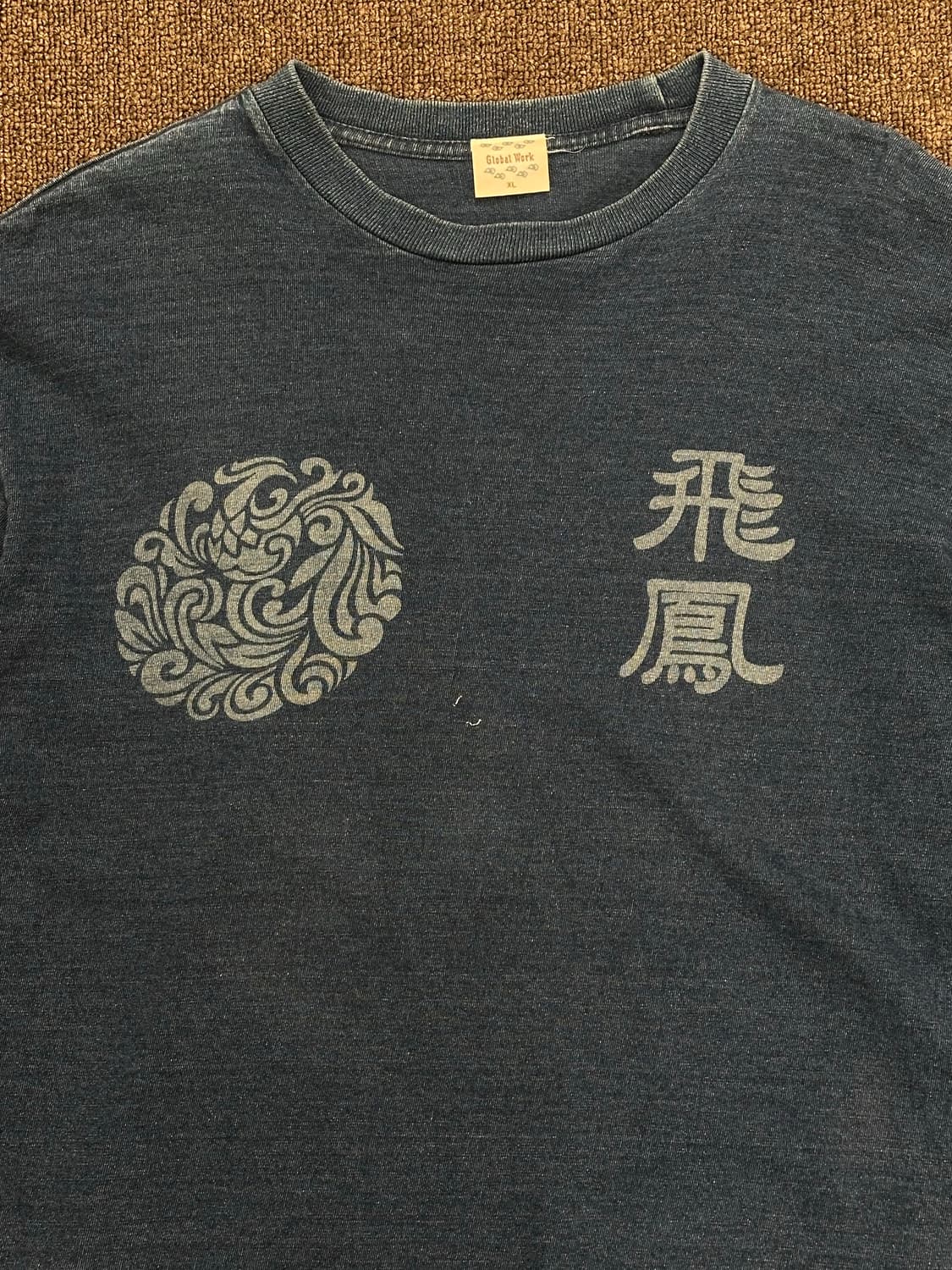 XL)글로벌 워크 빈티지 자수 디테일 프린팅 블루 롱슬리브 상품이미지3