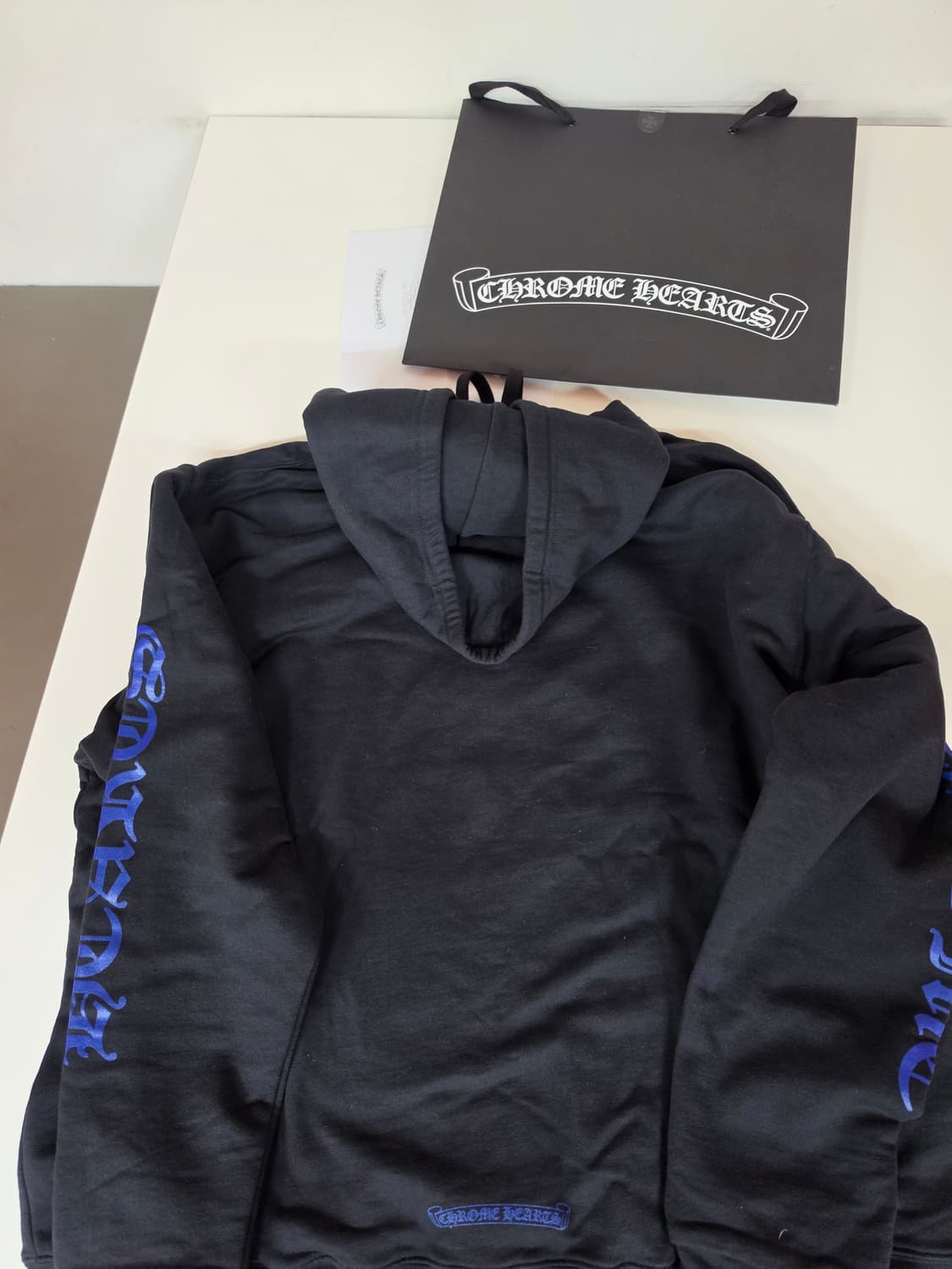 새상품 크롬하츠 버티컬로고 블루 후드집업 XL 상품이미지4