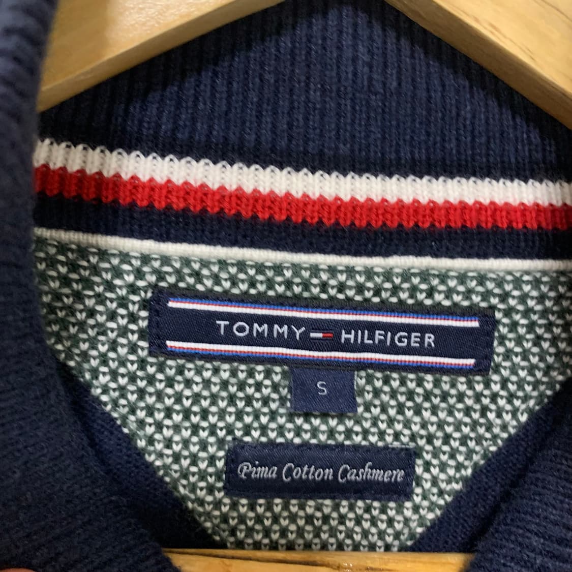 타미힐피거 네이비 니트 집업 가디건 피마코튼 캐시미어 혼방 빈티지 상품이미지6