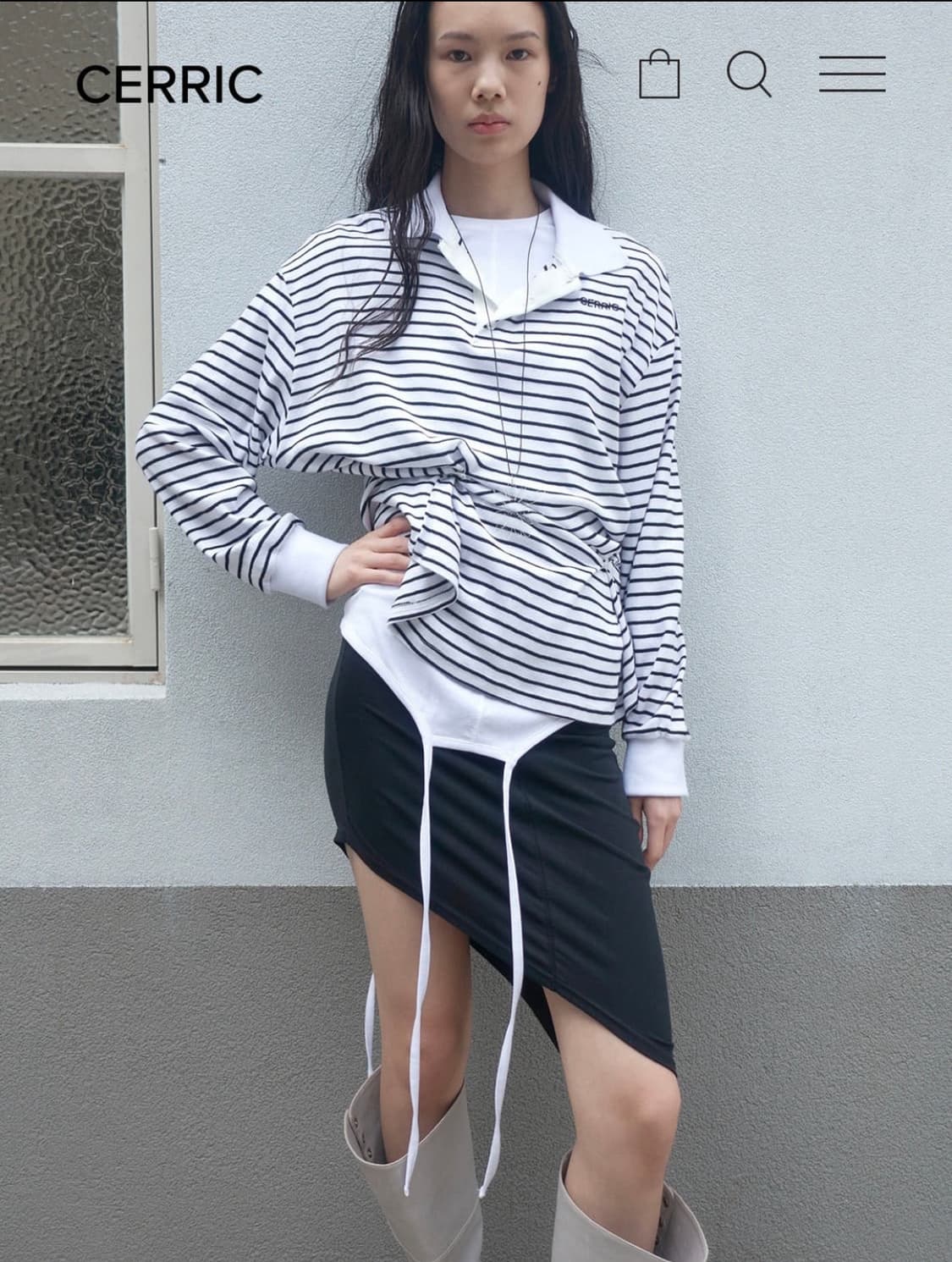 세릭 스트라이프 버튼 탑 상품이미지1