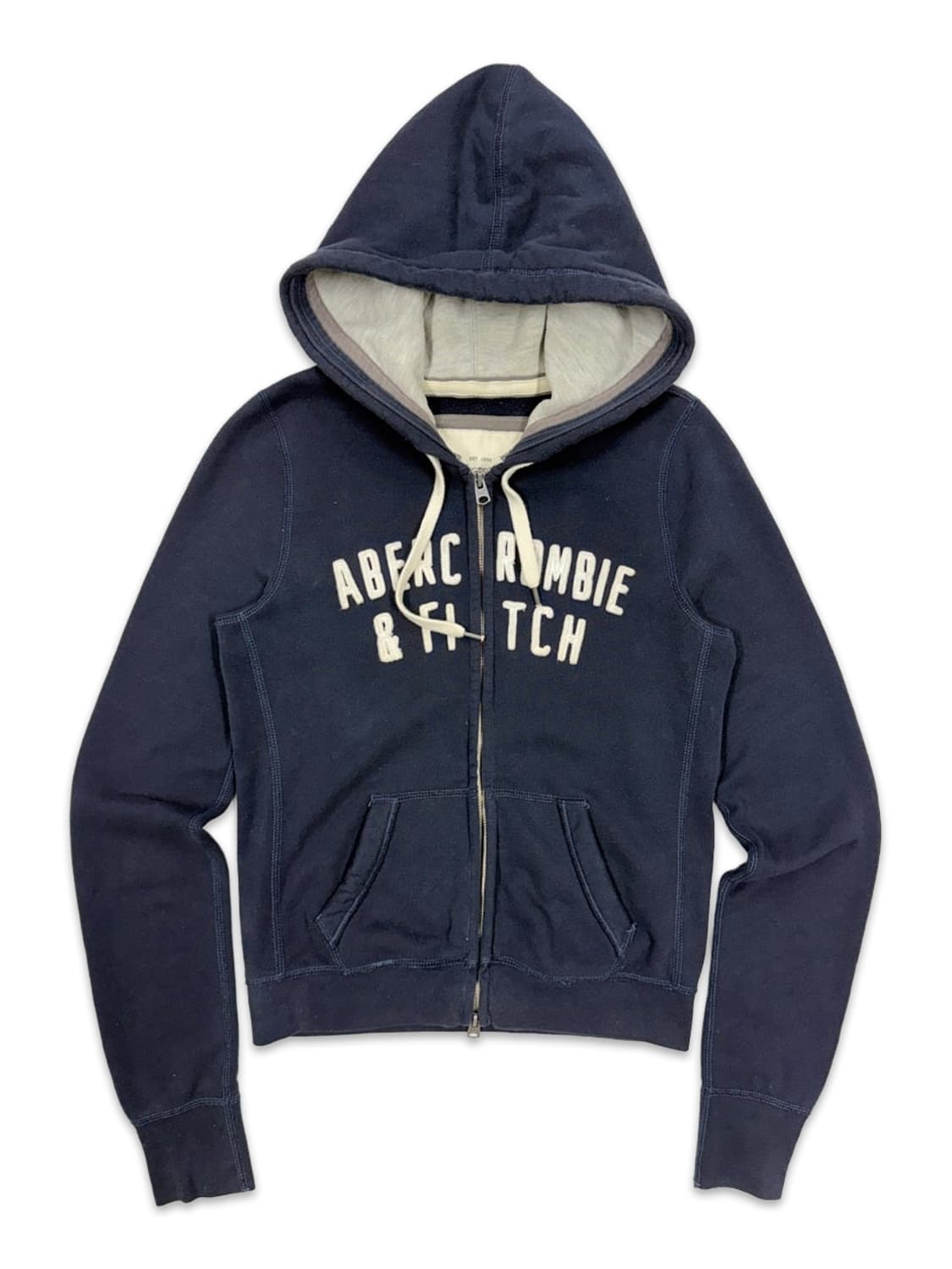 빈티지 아베크롬비 네이비 로고 후드집업 상품이미지1