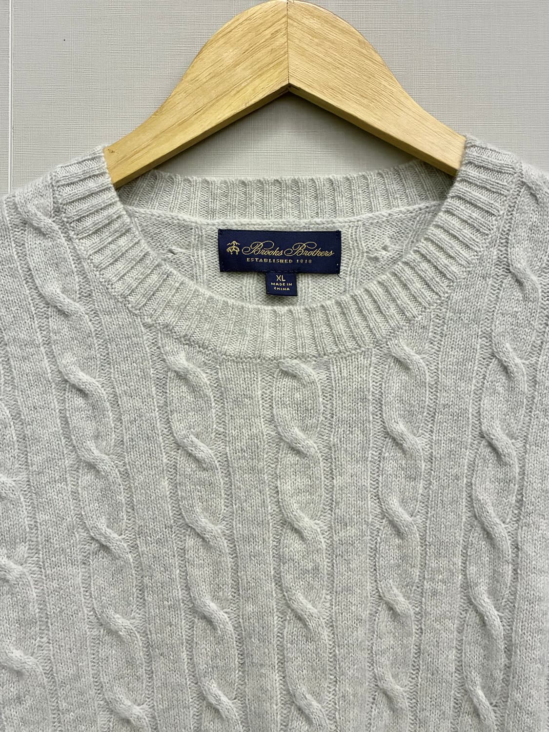 (XL)브룩스브라더스 램스울 케이블 꽈배기 니트 스웨터 그레이 상품이미지3