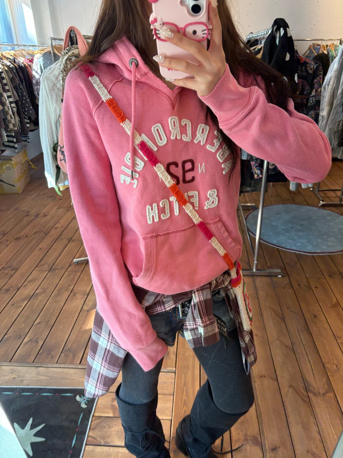 아베크롬비 핑크 후드티 상품이미지3