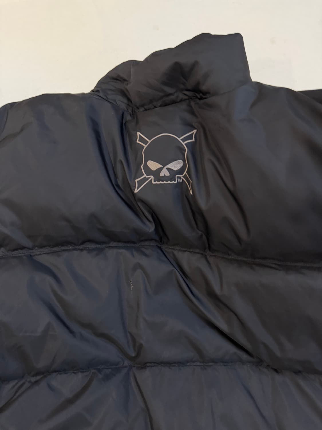 00s 할리데이비슨 스컬 프린팅 구스다운 눕시 패딩 블랙 상품이미지4