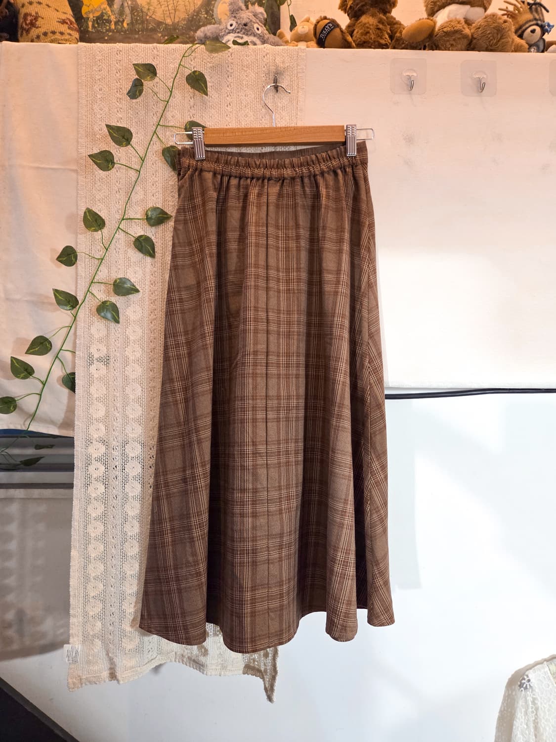 체크 롱스커트 상품이미지4