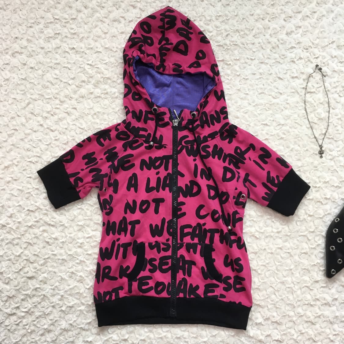 jpn vintage gyaru punk hood half zip-up 상품이미지6