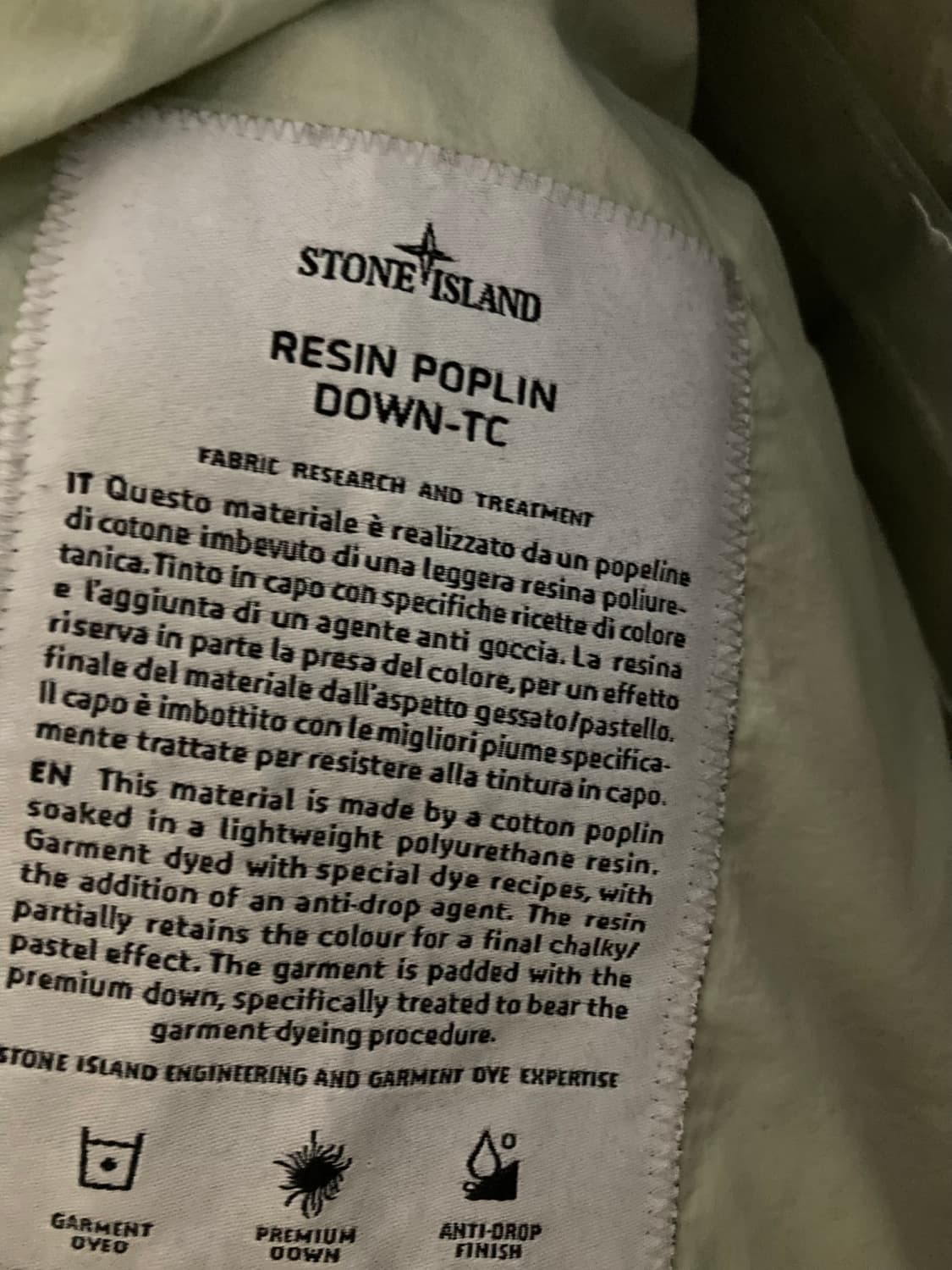 [M] 스톤아일랜드 레진 포플린 다운 TC 자켓 상품이미지4