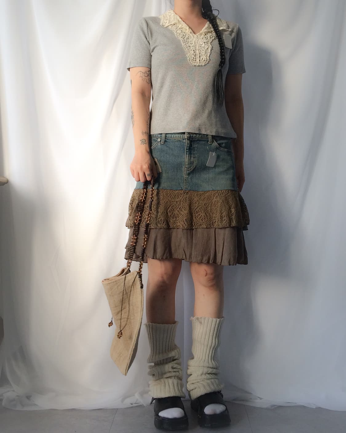 Crochet trimming t shirt 상품이미지7