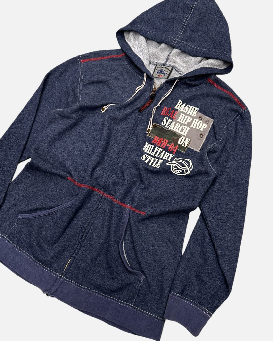 grunge blue lettering hood zip-up 상품이미지2