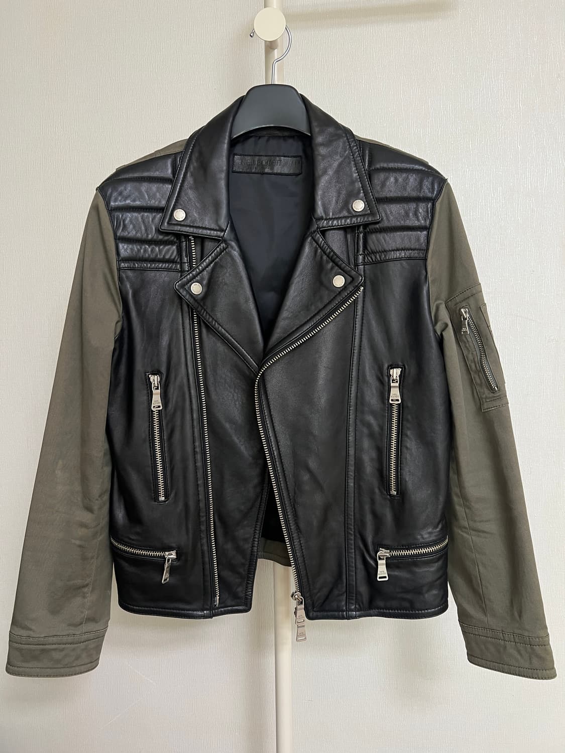 Neil Barrett Leather Mixed Biker Jacket 상품이미지2
