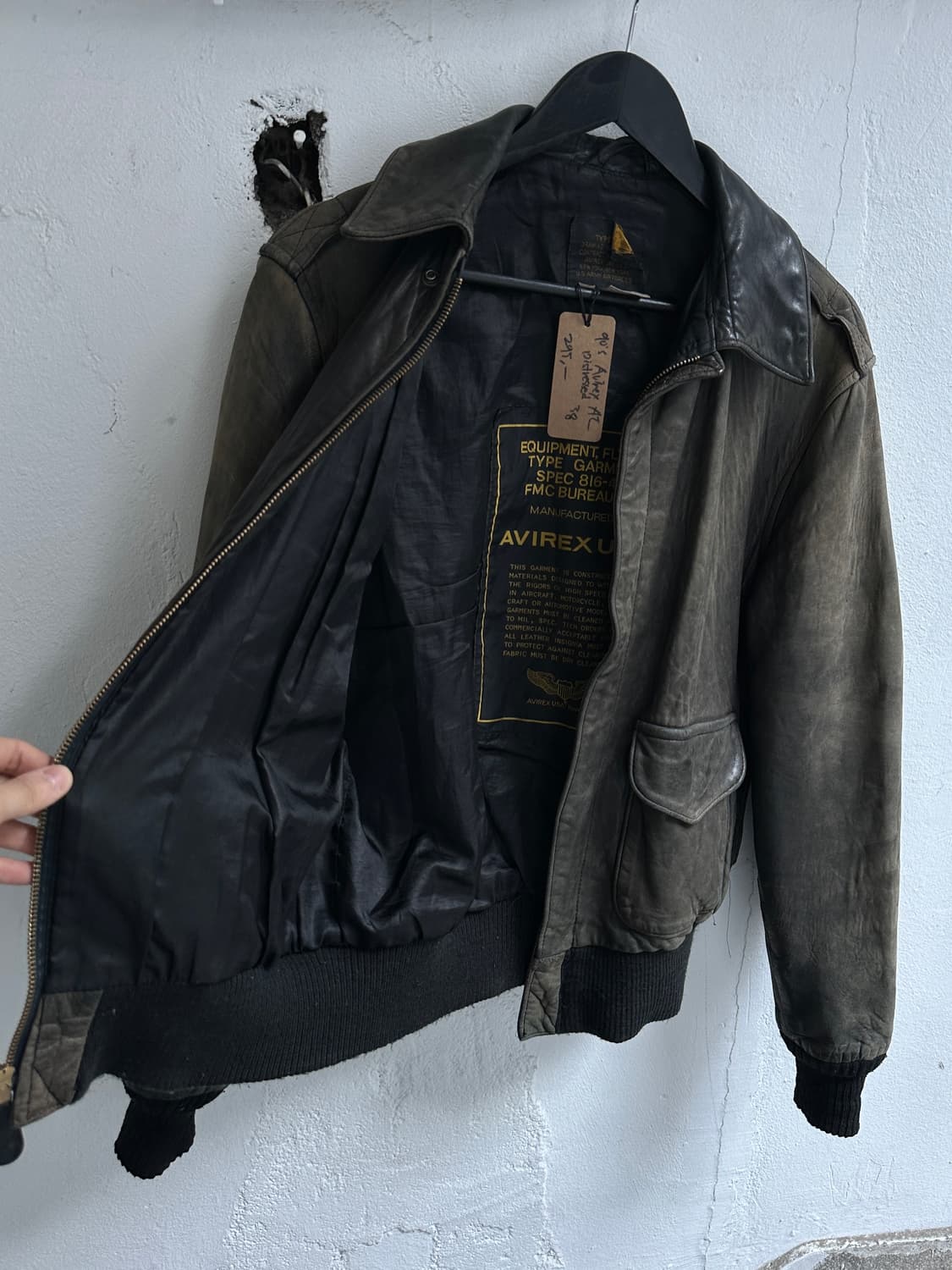 90's USA Made 아비렉스 A2 레더 봄버 자켓 상품이미지9