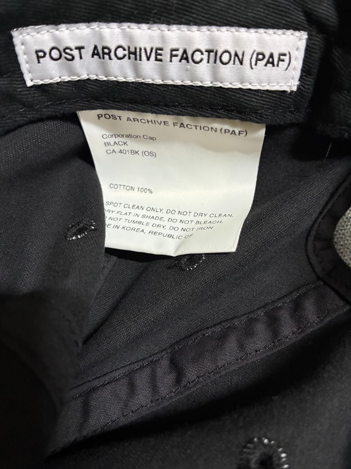 포스트아카이브팩션 CORPORATION CAP (BLACK) 상품이미지3