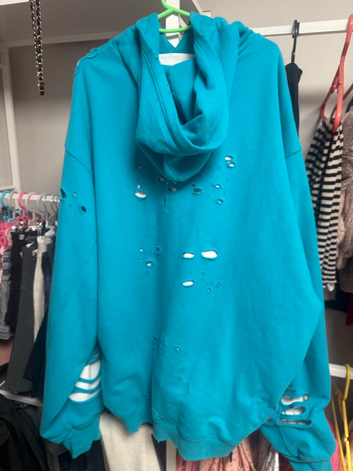 발렌시아가 캡스 디스트로이드 후드티 민트 상품이미지2