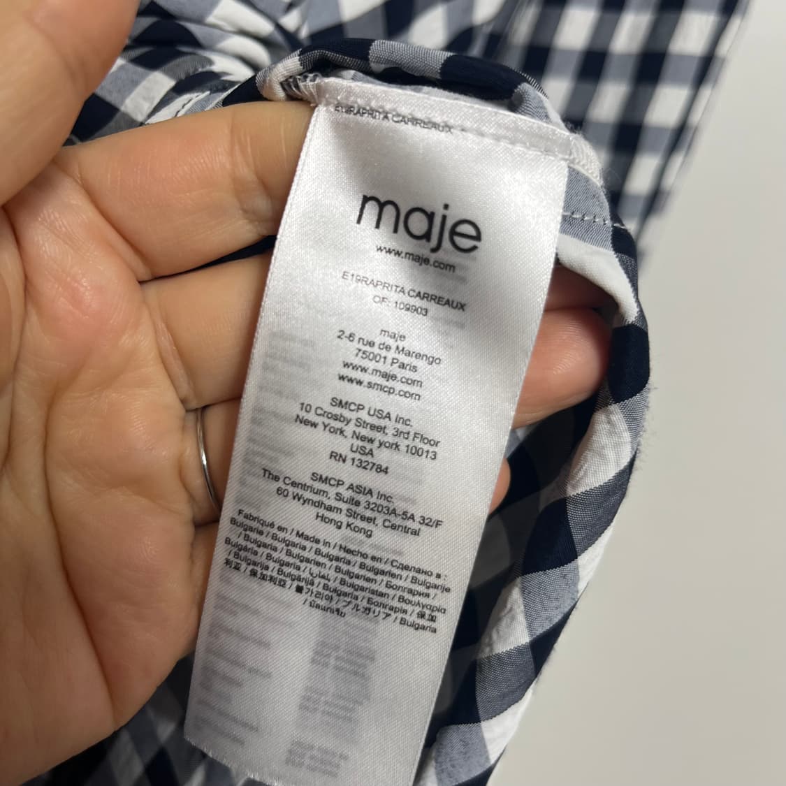 maje 마쥬 블랙 깅엄체크 롱 원피스 2사이즈 상품이미지4