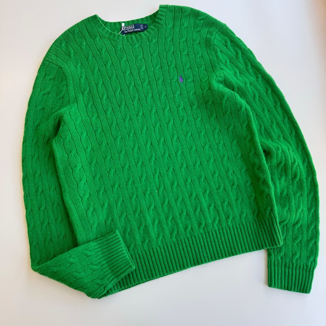 Polo  폴로 랄프로렌 자수 앙고라 메리노 울 그린 꽈배기 니트  상품이미지1