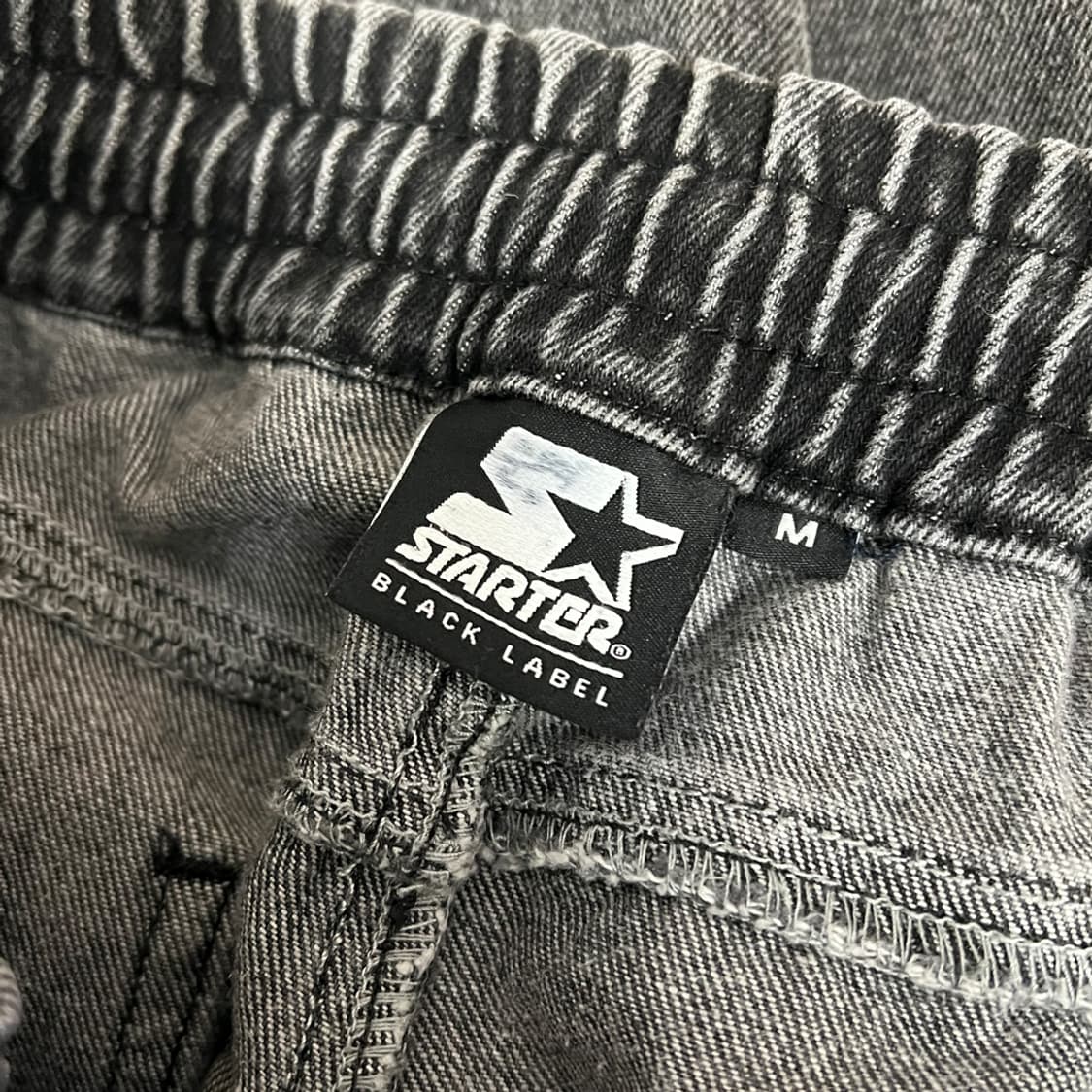 스타터 블랙라벨 흑청 워싱 밴딩 데님 조거 팬츠 M 상품이미지4