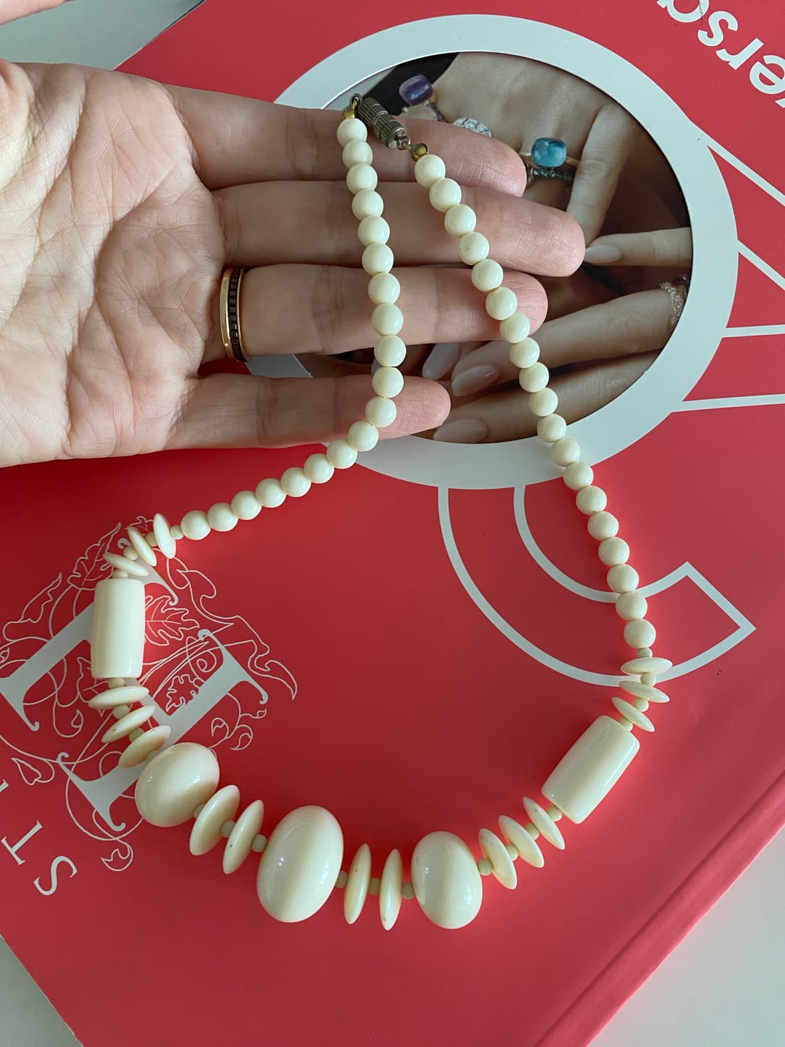 일본 빈티지 아이보리 비즈 목걸이 y2k 상품이미지3