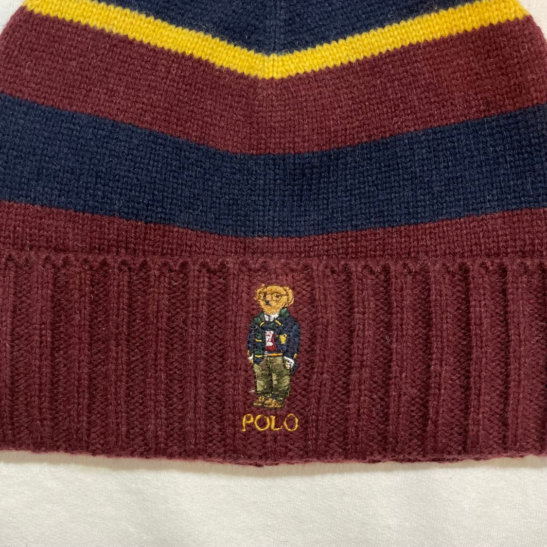 [새상품] 폴로 베어 골지 비니 모자 버건디 상품이미지3