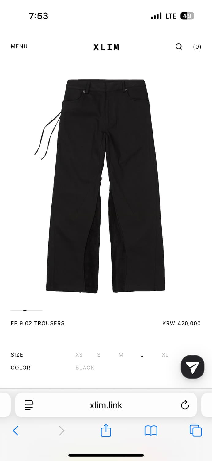 구매 Xlim ep9 02 trousers s사이즈 상품이미지1