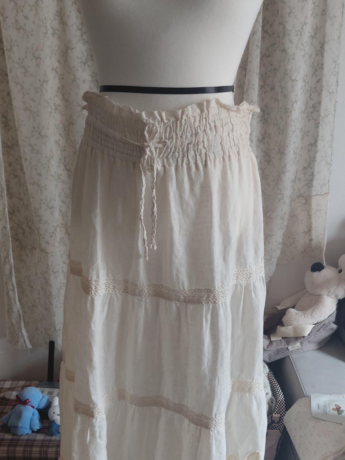 [일본빈티지] 아이보리 레이스 캉캉 롱 스커트 상품이미지4