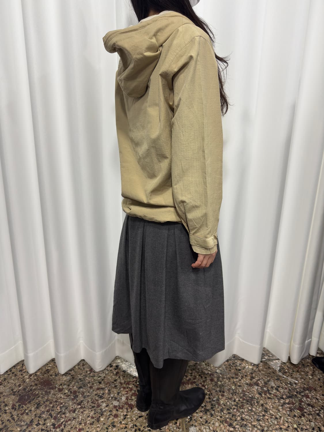 gray wool pleats midi skirt 상품이미지5