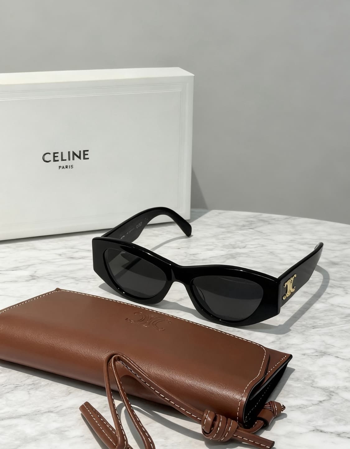 셀린느 풀 프레임 아세테이트 고양이눈 선글라스 여성용 블랙 상품이미지2