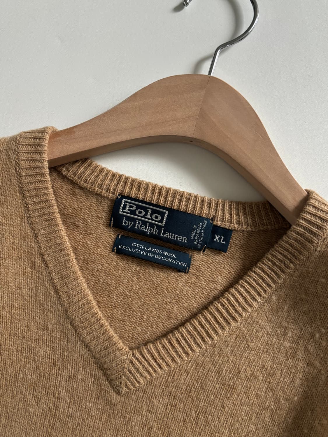 Polo 폴로 랄프로렌 램스울 베이지컬러 브이넥 니트 상품이미지3