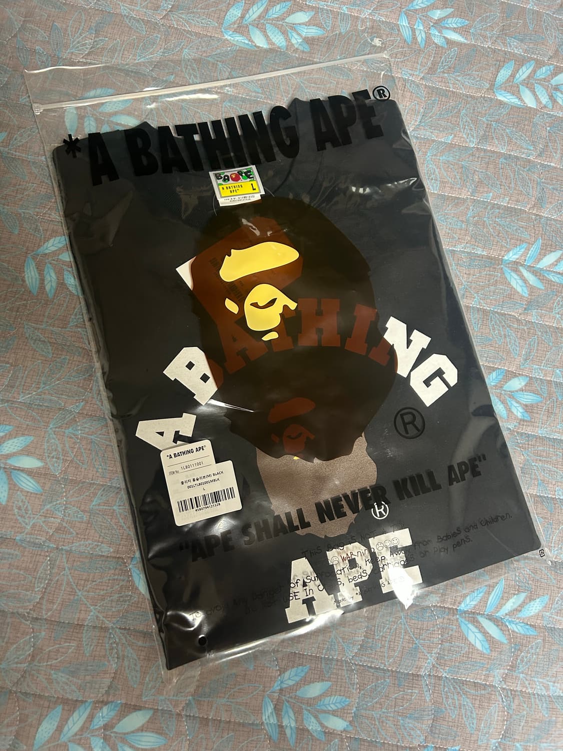 [L] 베이프 컬리지 롱슬리브 티셔츠 블랙 상품이미지2