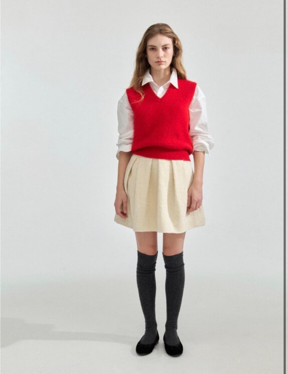 새상품 더바넷 Tinkey boucle skirt 울 스커트 아이보리 S 상품이미지3