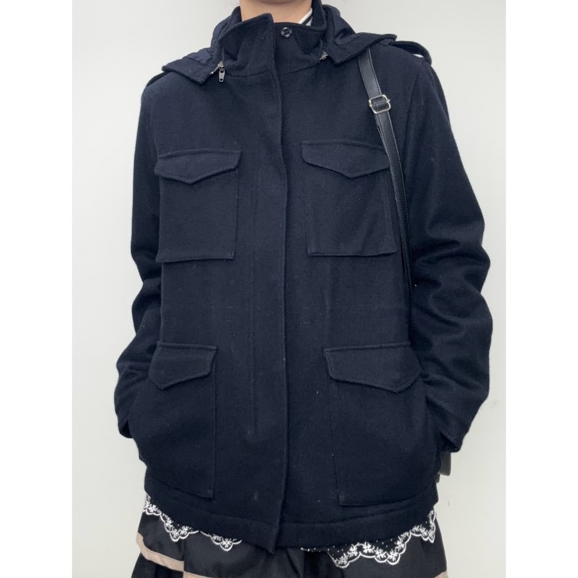 빈티지 블랙 하프 코트 상품이미지1