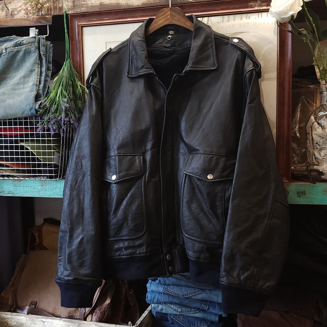 90s 빈티지 가죽자켓 A2 레더자켓 헤비레더 빅사이즈 블랙 xxl 상품이미지2